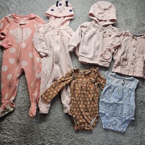 Carter's Baby Girl Clothing Bundle Pink Floral One Piece Size 12 Months